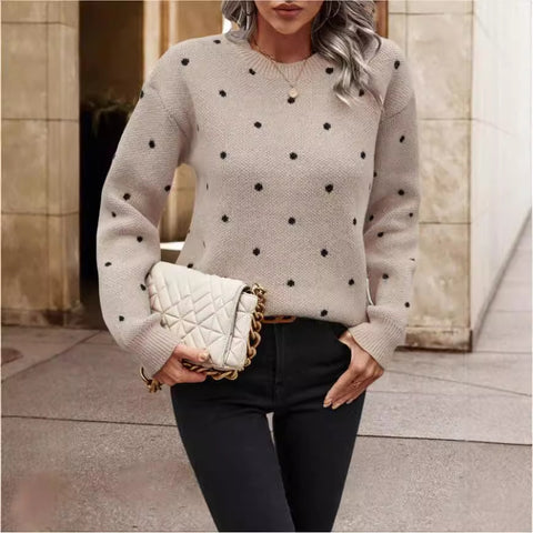 Women's sweater fashion crew neck long sleeve pullover sweater m302170