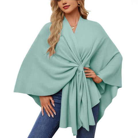 Ladies Elegant One Piece Solid Color Soft Shawl Jacket Cloak Top m301329