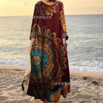 Printed Casual Loose Dress Women FF303188