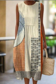 Sleeveless printed temperament long dress dress m301527