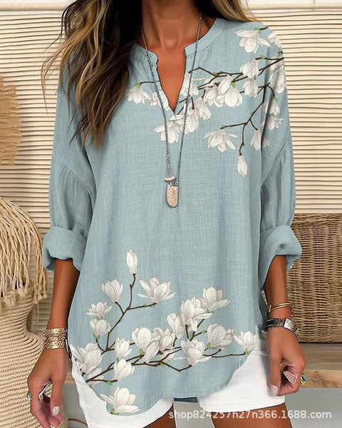 Summer women's long-sleeved 3D digital printing loose European size top m301362