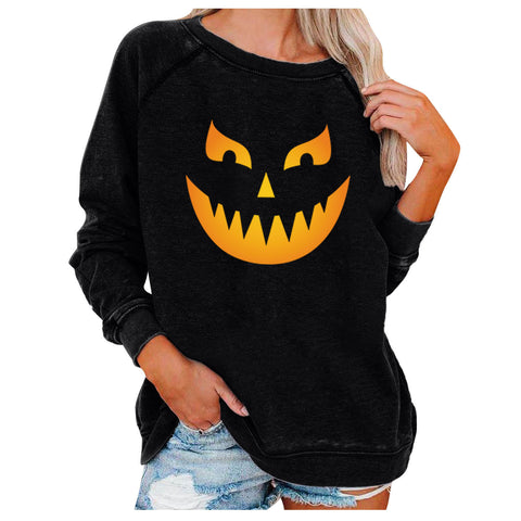 Halloween Fun Print, Women's Crew Neck Long Sleeve Sweater M800011