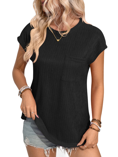 New Casual Crew Neck T-Shirt Top Pocket Women's m300986