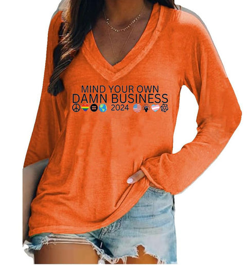 Women's V-neck long sleeve horror red graffiti 3D digital printing m301556