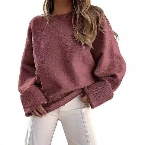 Women's sweater women's autumn and winter round neck pullover loose plush thick m301609