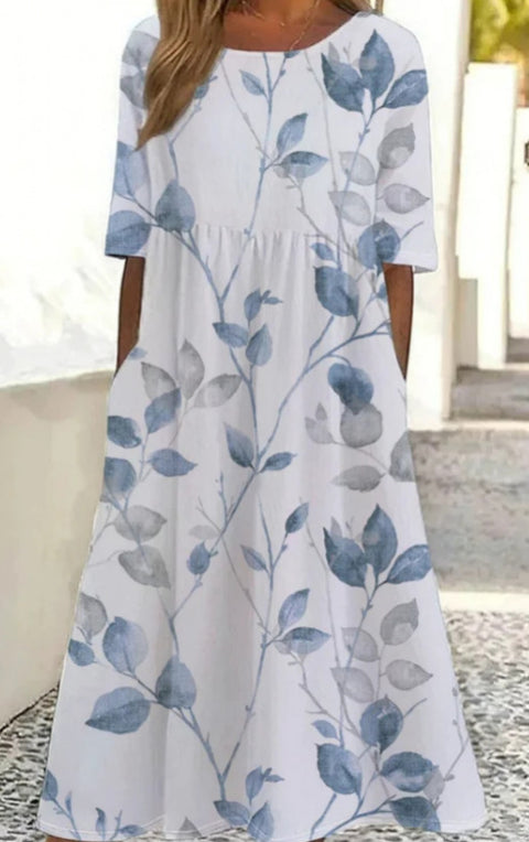 Up and down splicing pocket size printing large wide dress m302623-1