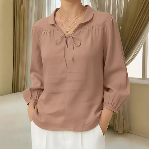 Lace collar lace-up top lantern sleeve m302719
