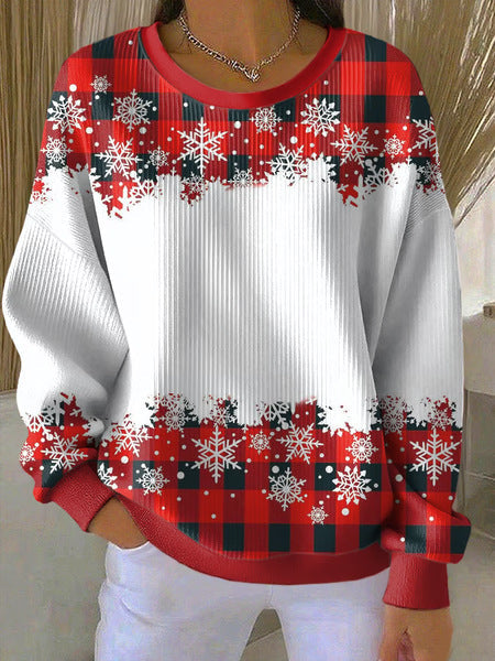 Loose outer wear lazy wind snowflake Christmas tree mix and match casual commuter sweater m302121