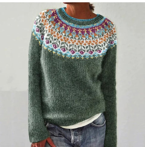 New sweater crew neck color matching loose fashion pullover knitted sweater m300454