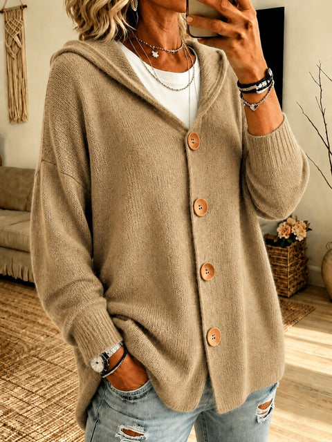 Button knitted hooded cardigan sweater jacket m303202