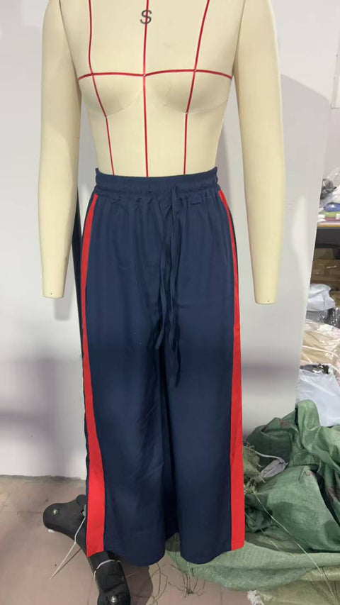 Leopard print splicing temperament loose wide-leg trousers m301903