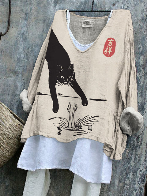 V-neck single piece long sleeve 3D digital printing m301043