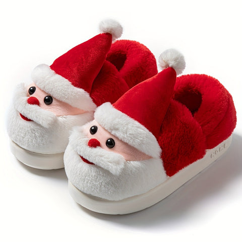 Cute Santa Claus fluffy shoes winter home room non-slip large size cotton slippers FF3332046
