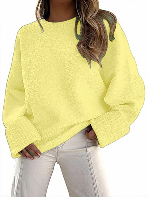 Women's sweater women's autumn and winter round neck pullover loose plush thick m301609