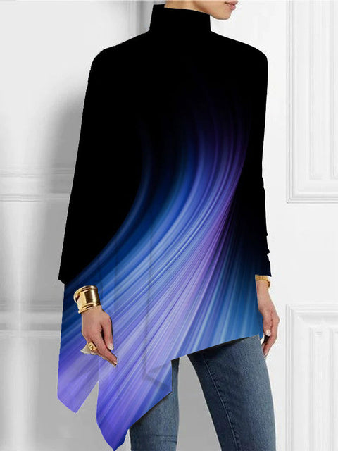 3D printing loose turtleneck urban casual women's T-shirt m302409