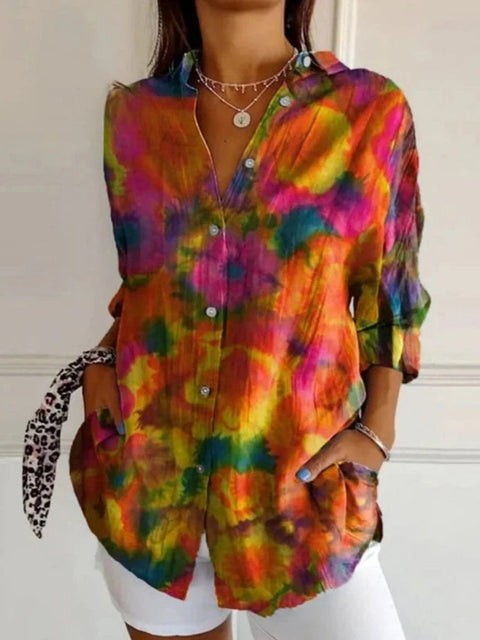 Summer trend long-sleeved shirt flower pattern printing 3D shirt m301226