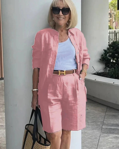 Women's cardigan top shorts two-piece set m302302