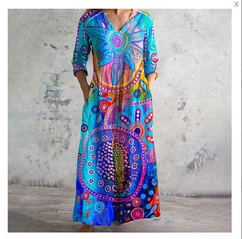 3D-Druck Sommer urban lässig lockeres Kleid Damen m301037