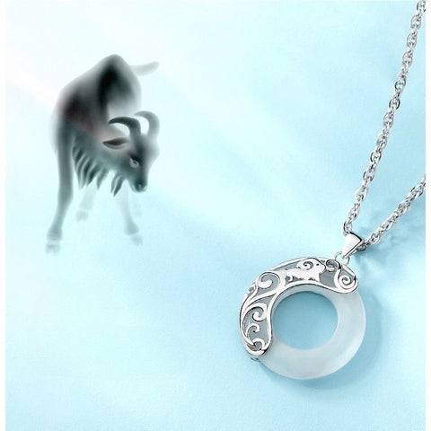 Sternzeichen Halskette einfache Opal Schlüsselbein Kette Schmuck versilbert m3331237