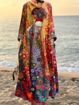 Robe ample décontractée imprimée en 3D pour femme m301278 