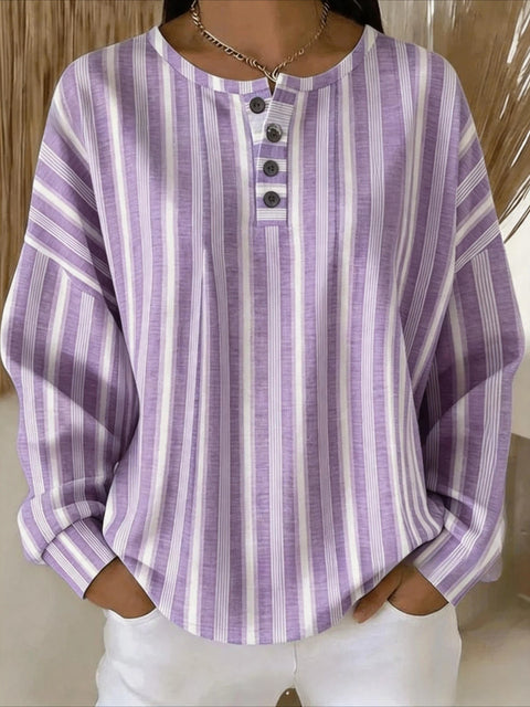 Digital Printed Women's Loose Casual Striped Fashion Pullover M303048