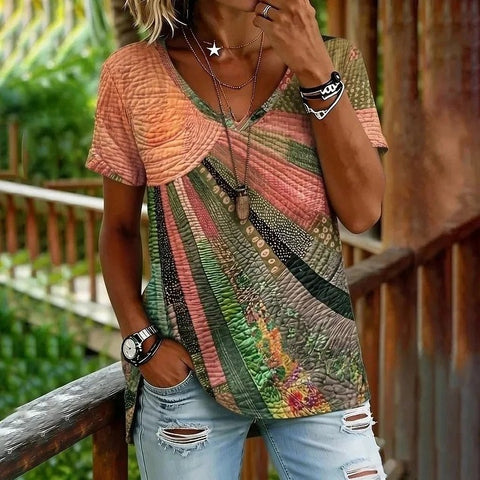 Loose T-shirt women's crew neck top m303073-3