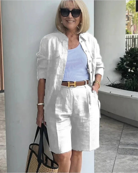 Women's cardigan top shorts two-piece set m302302