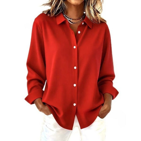 Digital Printed Women's Fashion Retro Lapel Long Sleeve Shirt Top m302117