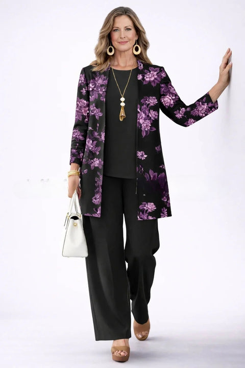 3D printed 3-piece cardigan + vest + trousers fashionable wear m302849