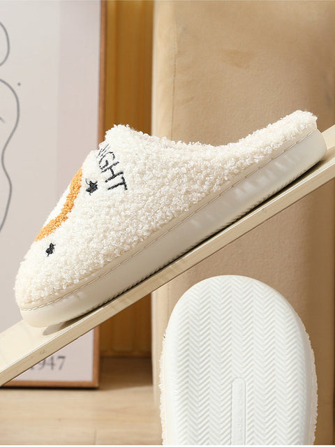 Winter cute moon clock home cotton slippers m1915010642