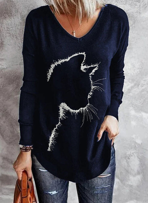 Animal V Neckline Long Sleeve T shirts m161513138 (5829736)