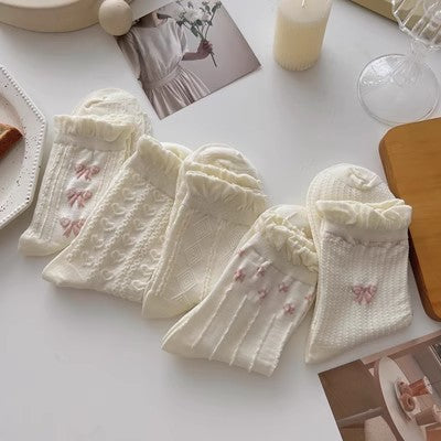 White lace socks, children's mid length socks m1915010461