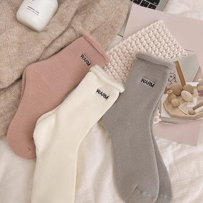Embroidered snow socks, children's mid length socks, pure cotton autumn and winter floor long socks, m1915010464