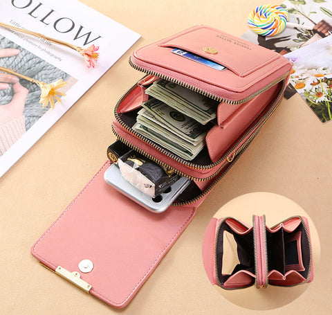 Touch-screen mobile phone bag slung over a cute little bag with mobile phone m1915010631