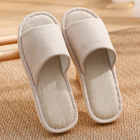 Pantoufles en lin de saison pour femmes, maison m1915010543 