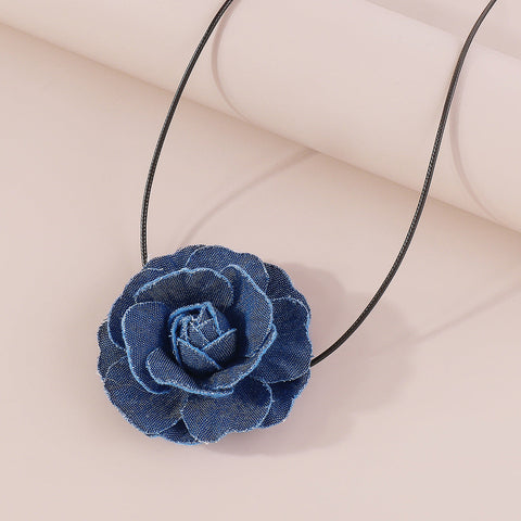 Small Fragrant Cowboy Blue Rose Necklace m1915010515