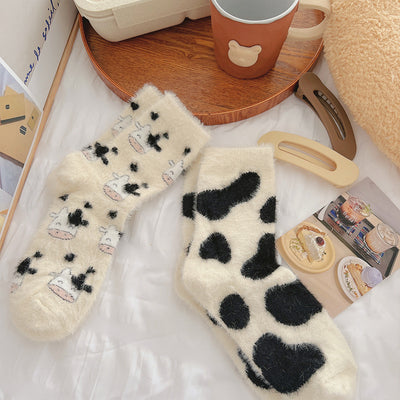 Cartoon mink wool socks for children in autumn and winter with plush thickened warm cute fur home floor socks m1915010440