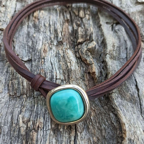 Bohemian turquoise leather necklace m1915010479