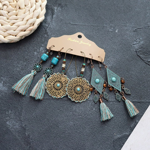 Bohemian ethnic style long earrings m1915010447