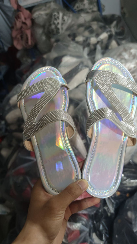 Diamond sandals summer flat bottomed casual open toe Roman women's slippers m1915010640