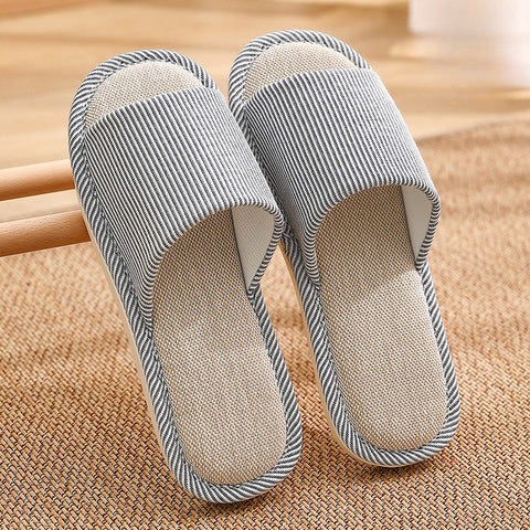 Pantoufles en lin de saison pour femmes, maison m1915010543 