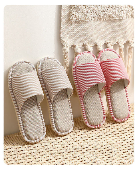 Pantoufles en lin de saison pour femmes, maison m1915010543 
